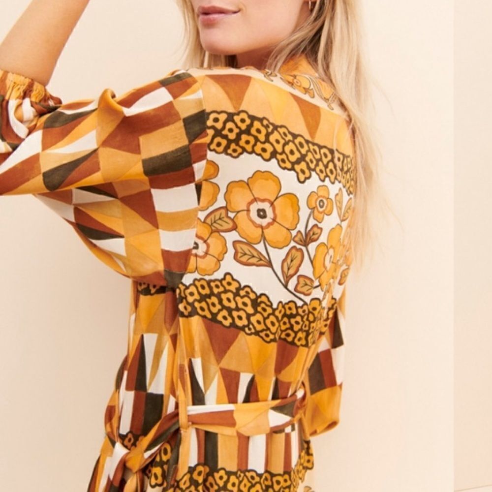 Anthropologie X Carolina K Nico Robe, Rombus Flowers Size M - Picture 2 of 10